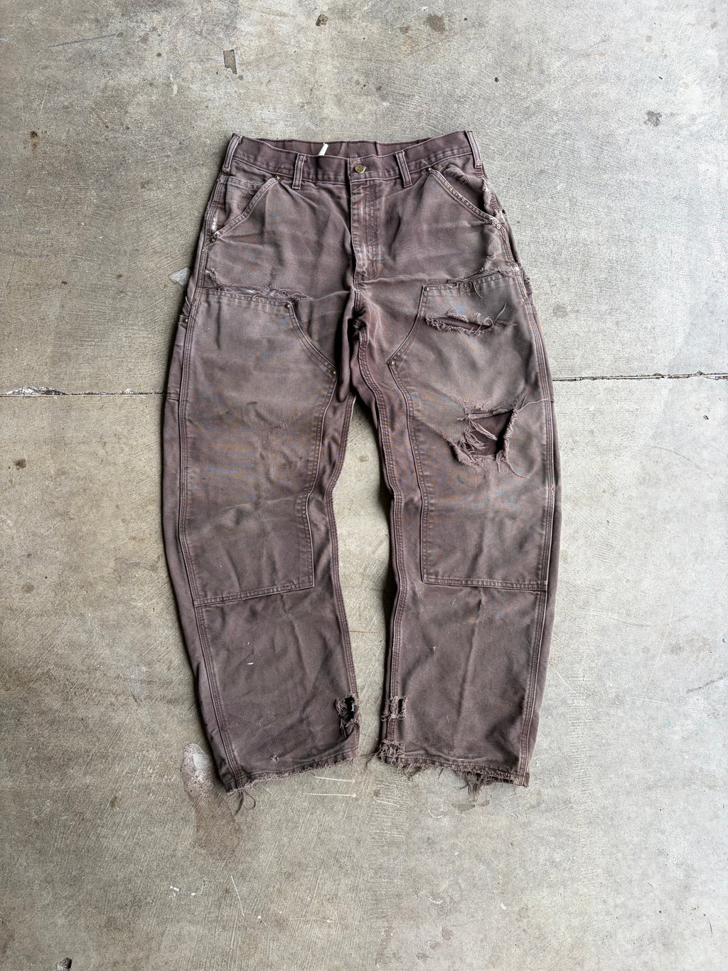 Heavily Distressed Brown Carhartt Double Knees 32x32