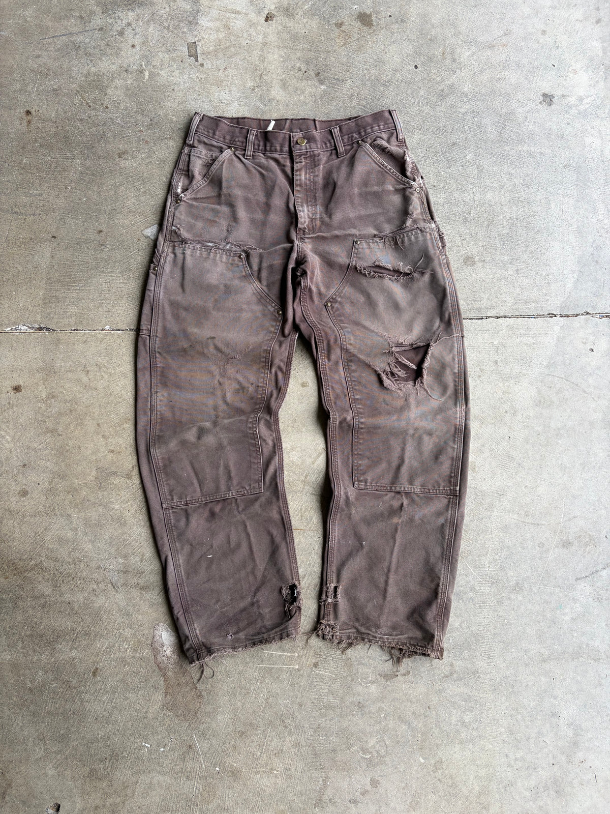 Heavily Distressed Brown Carhartt Double Knees 32x32