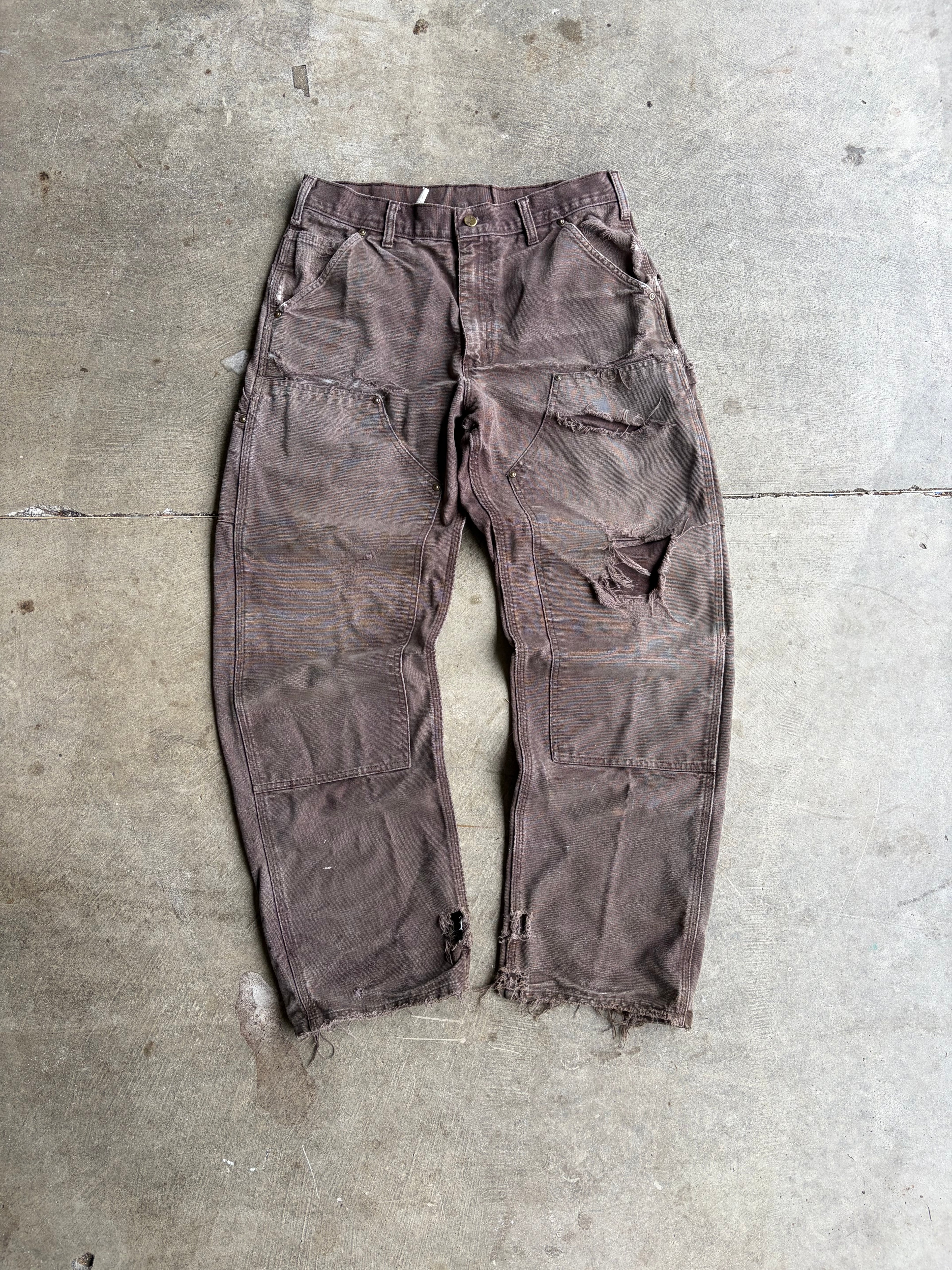 Heavily Distressed Brown Carhartt Double Knees 32x32