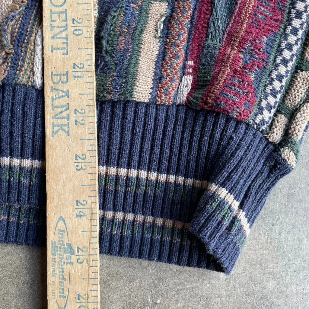 Coogi-Inspired 3D Knit Sweater Size Large