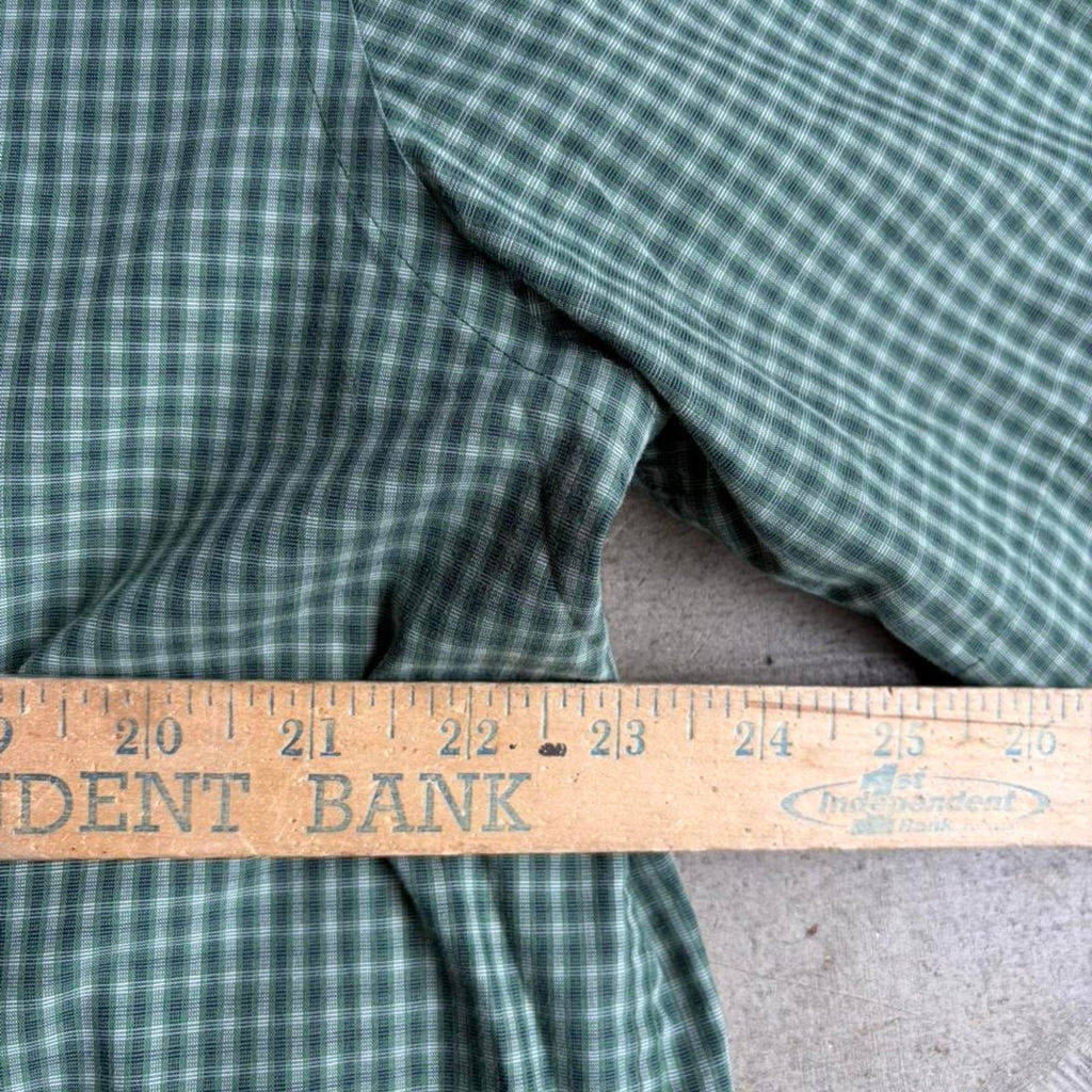Green plaid cropped boxy button up shirt