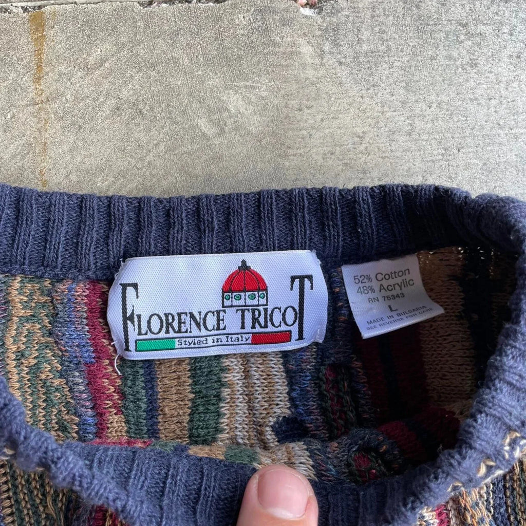 Coogi-Inspired 3D Knit Sweater Size Large