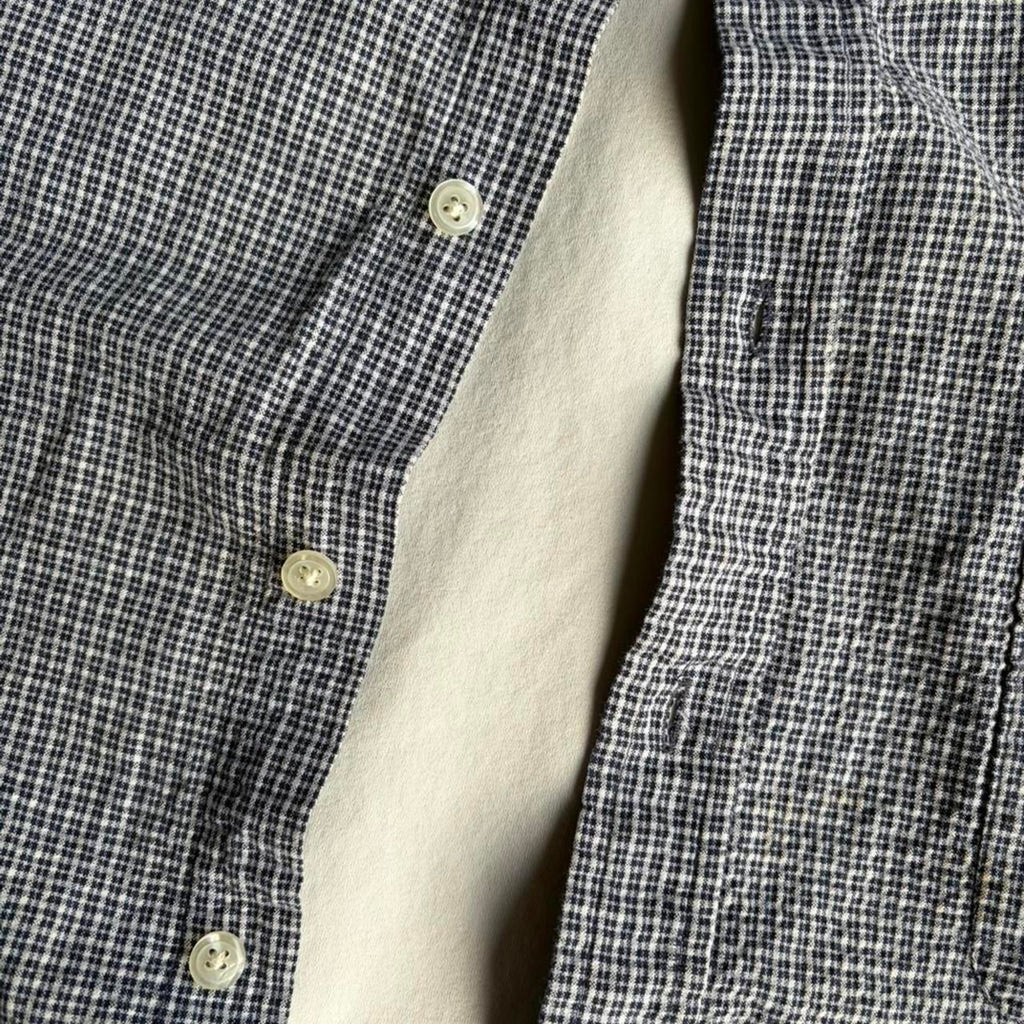 Black plaid cropped boxy button up shirt
