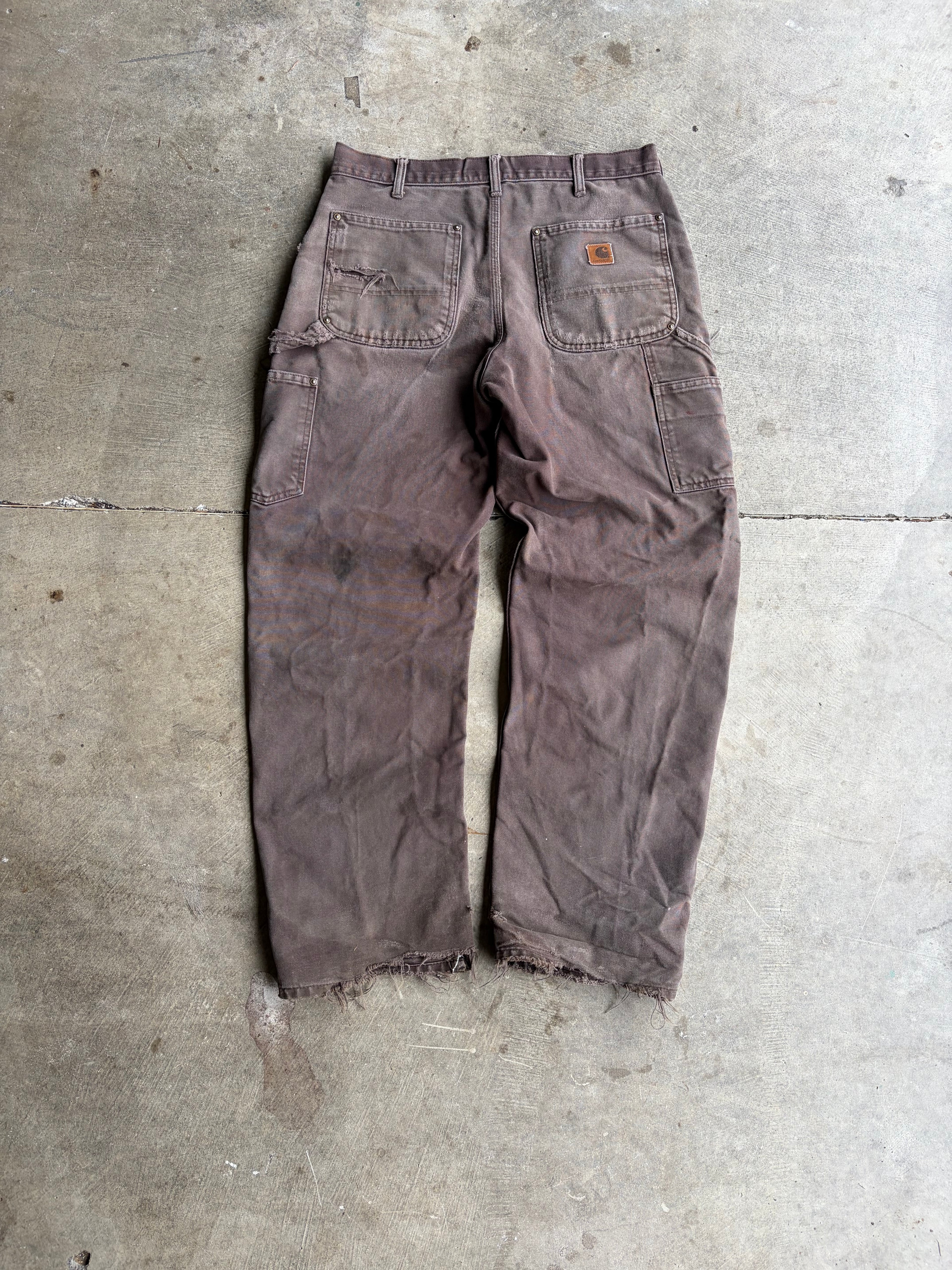 Heavily Distressed Brown Carhartt Double Knees 32x32