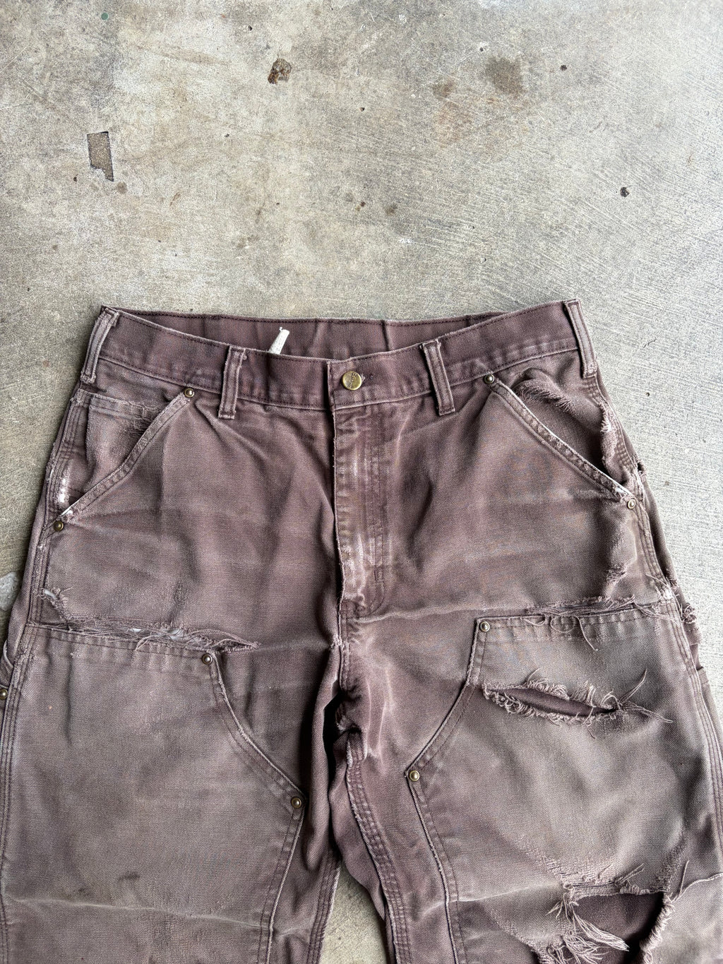 Heavily Distressed Brown Carhartt Double Knees 32x32