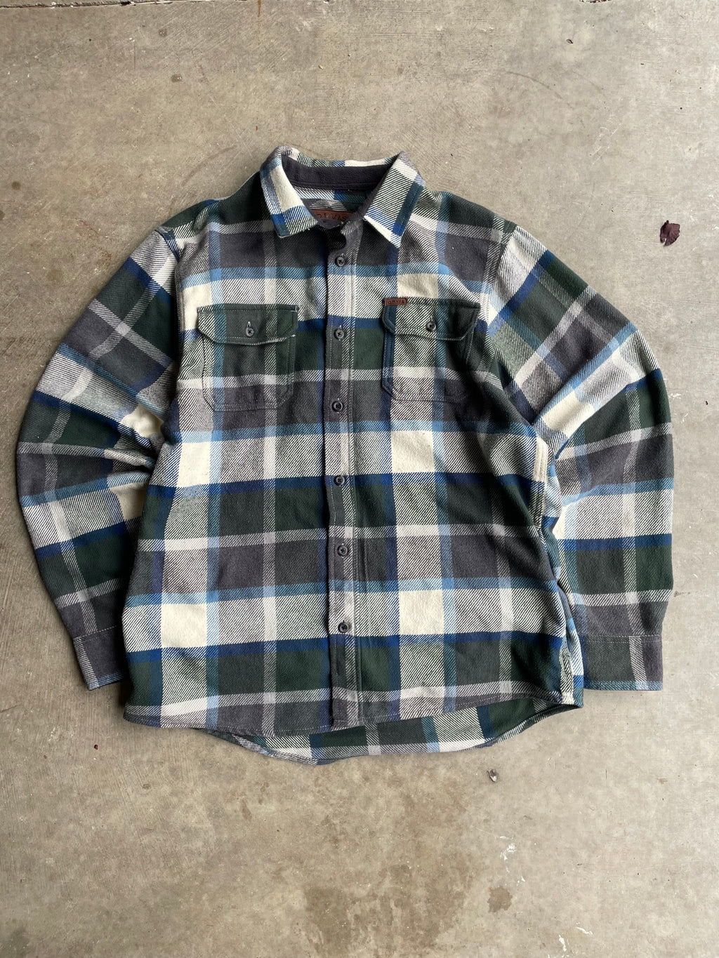 Green Plaid Orvis Thick Flannel Size XL