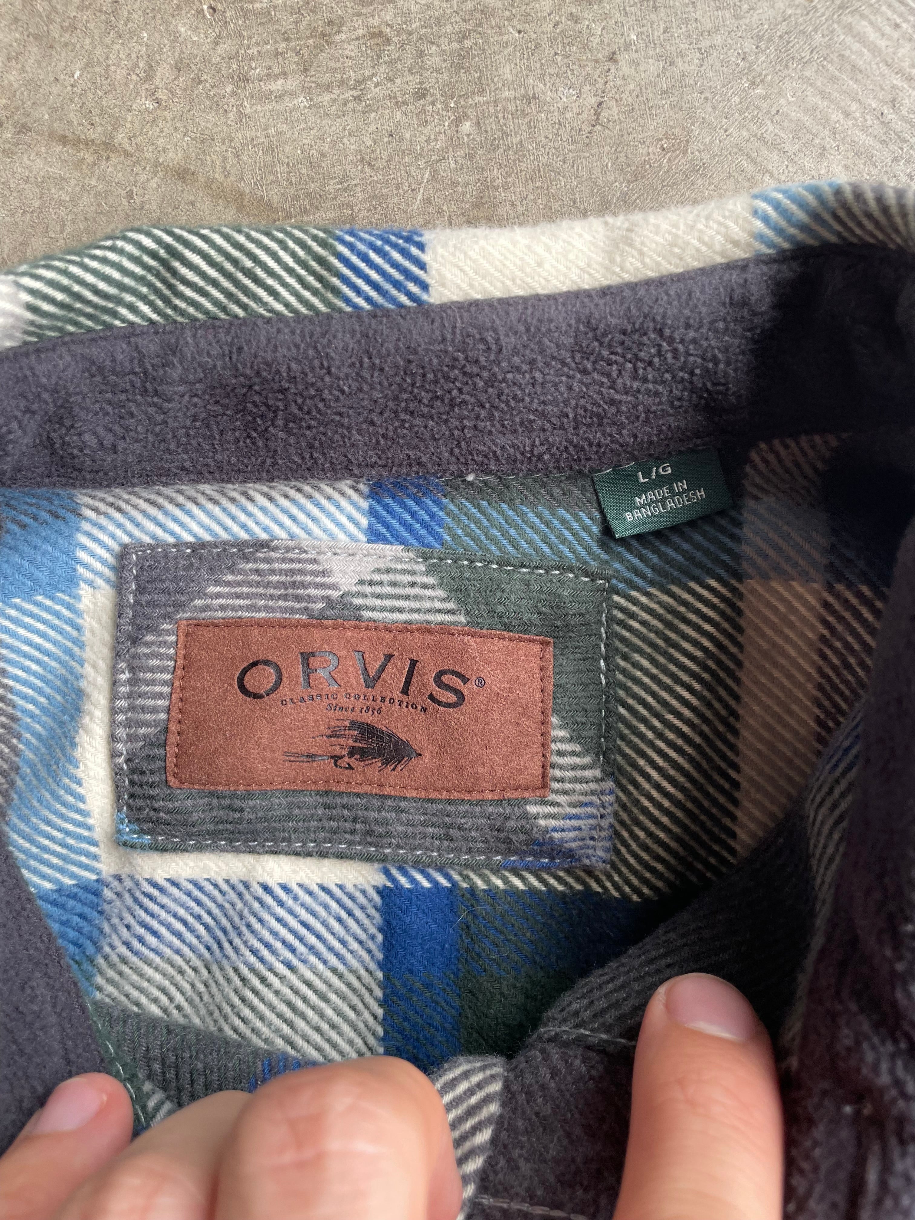 Green Plaid Orvis Thick Flannel Size XL
