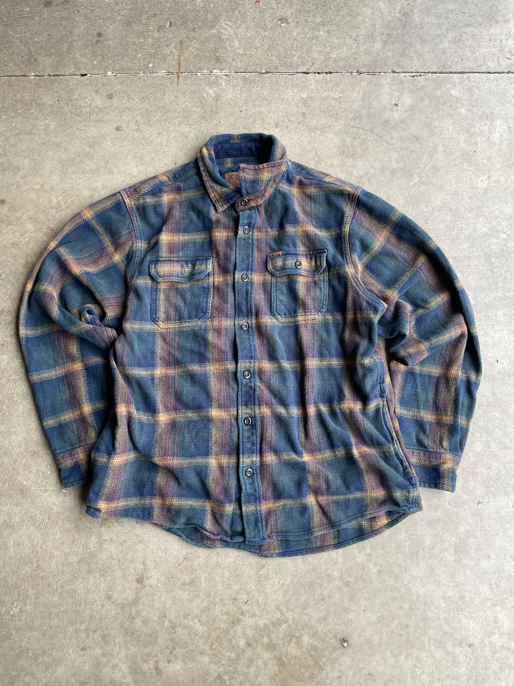 Blue Plaid Orvis Thick Flannel Size XL