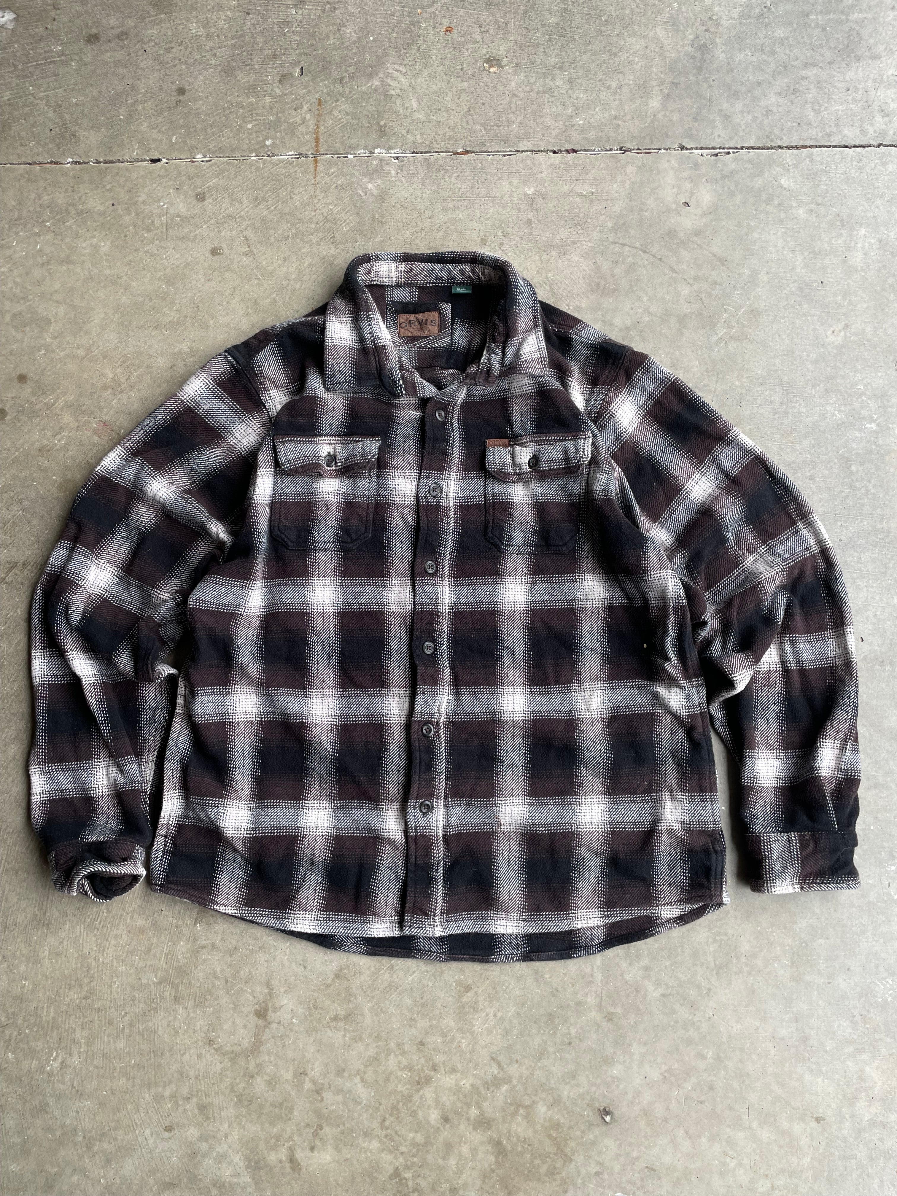 Brown Plaid Orvis Thick Flannel Size XL