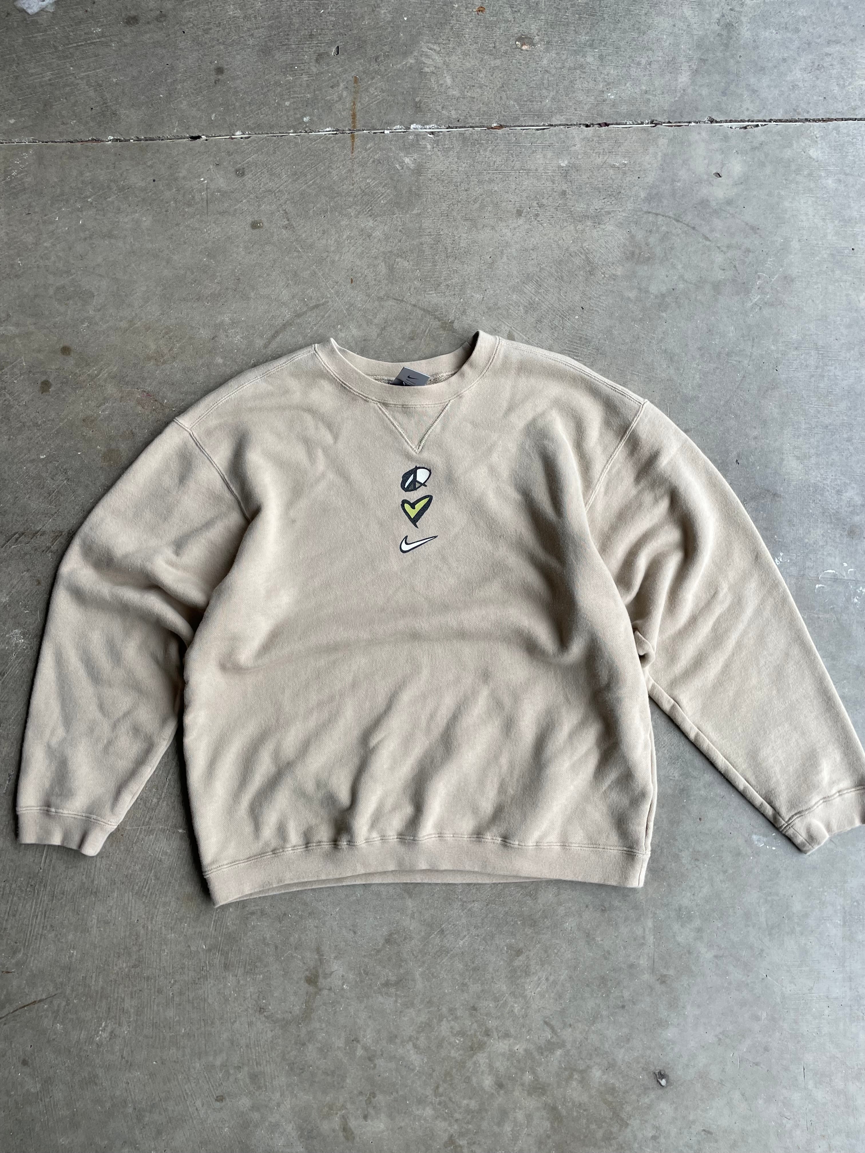 Y2K Nike Sweatshirt "Peace Love Nike" Size L