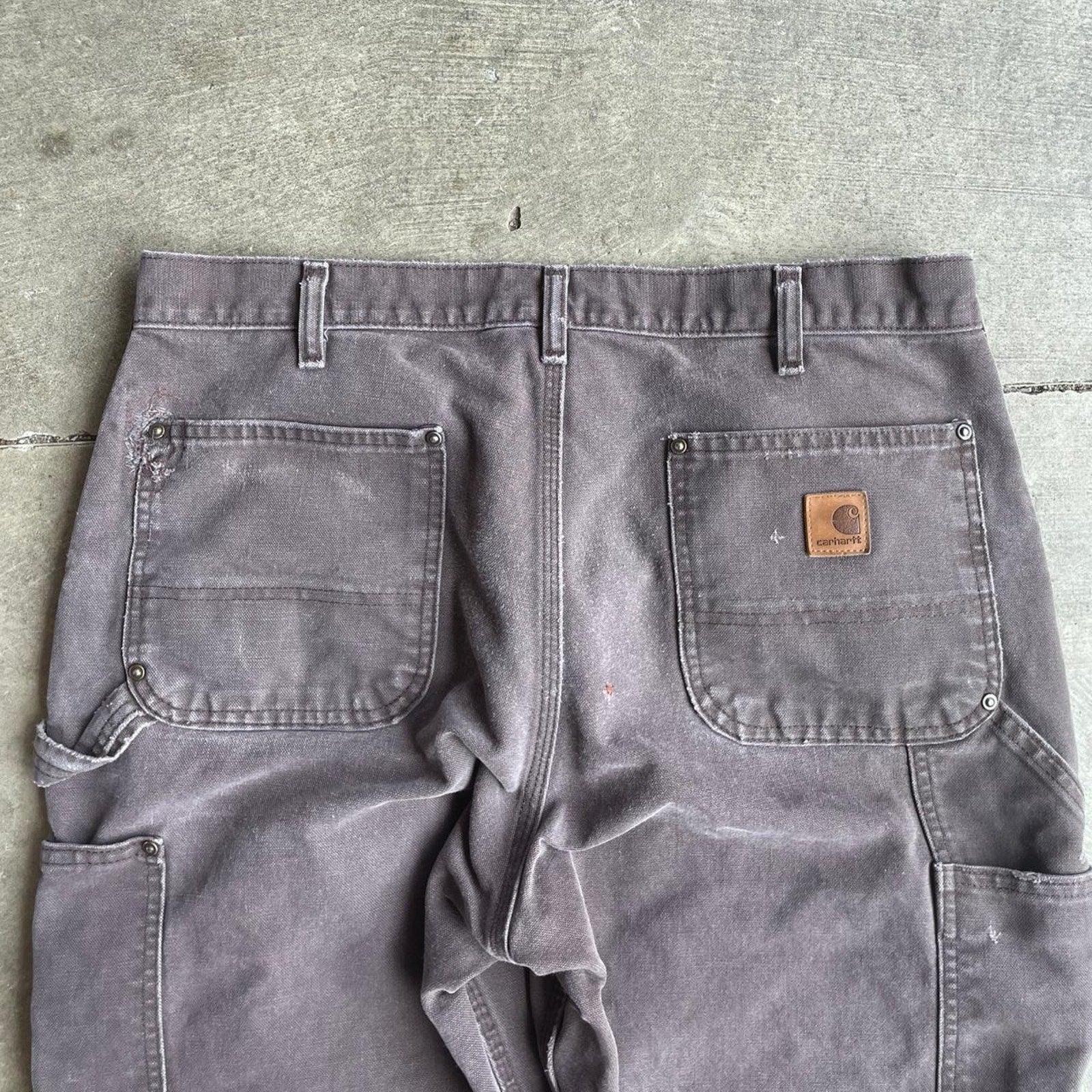 Brown Carhartt Double Knees  36x30 (Raw Hemmed)