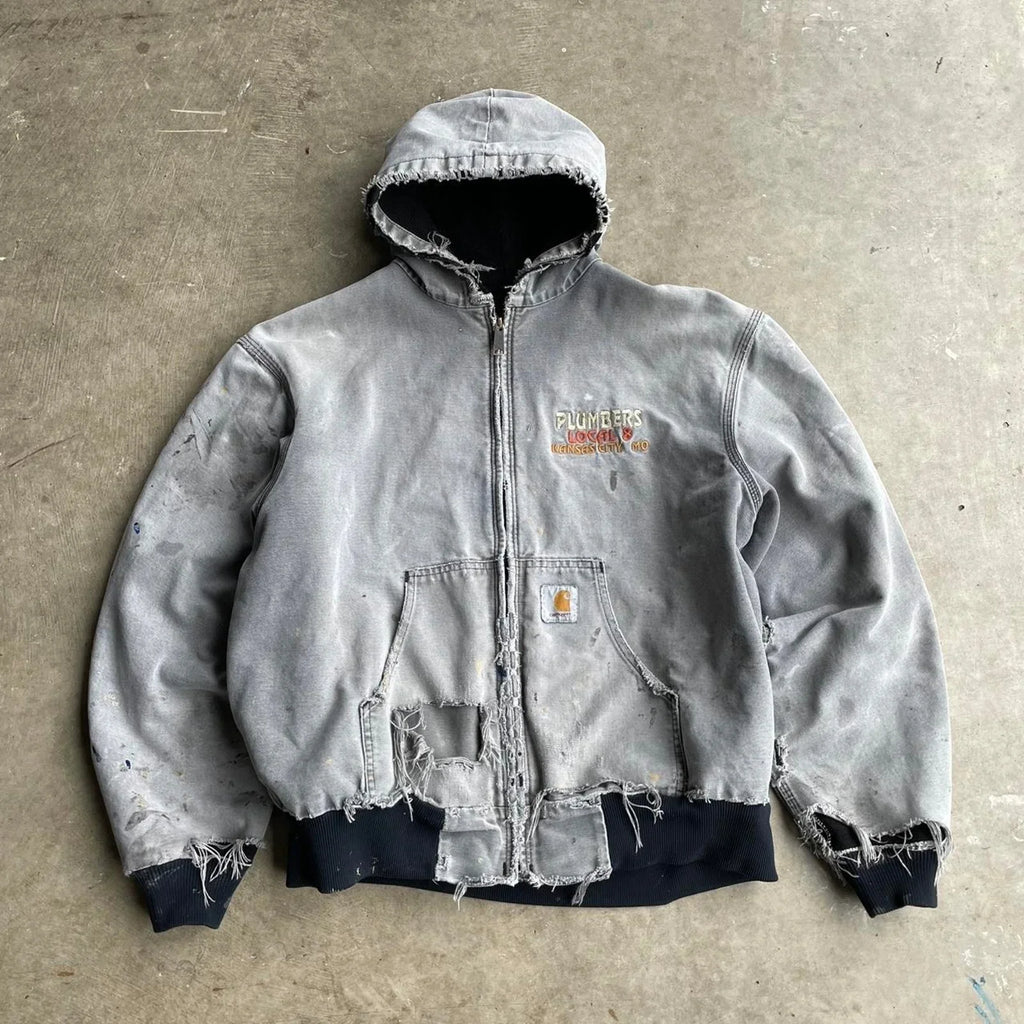 Carhartt Hooded Jacket Super Faded and Distressed - Fits like M