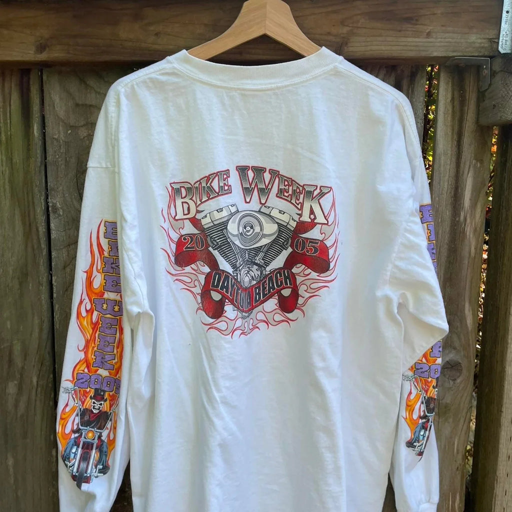 Y2K Skull Flame Sleeve Hits Size XL