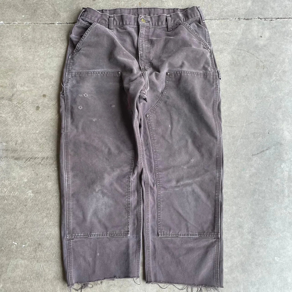 Brown Carhartt Double Knees  36x30 (Raw Hemmed)