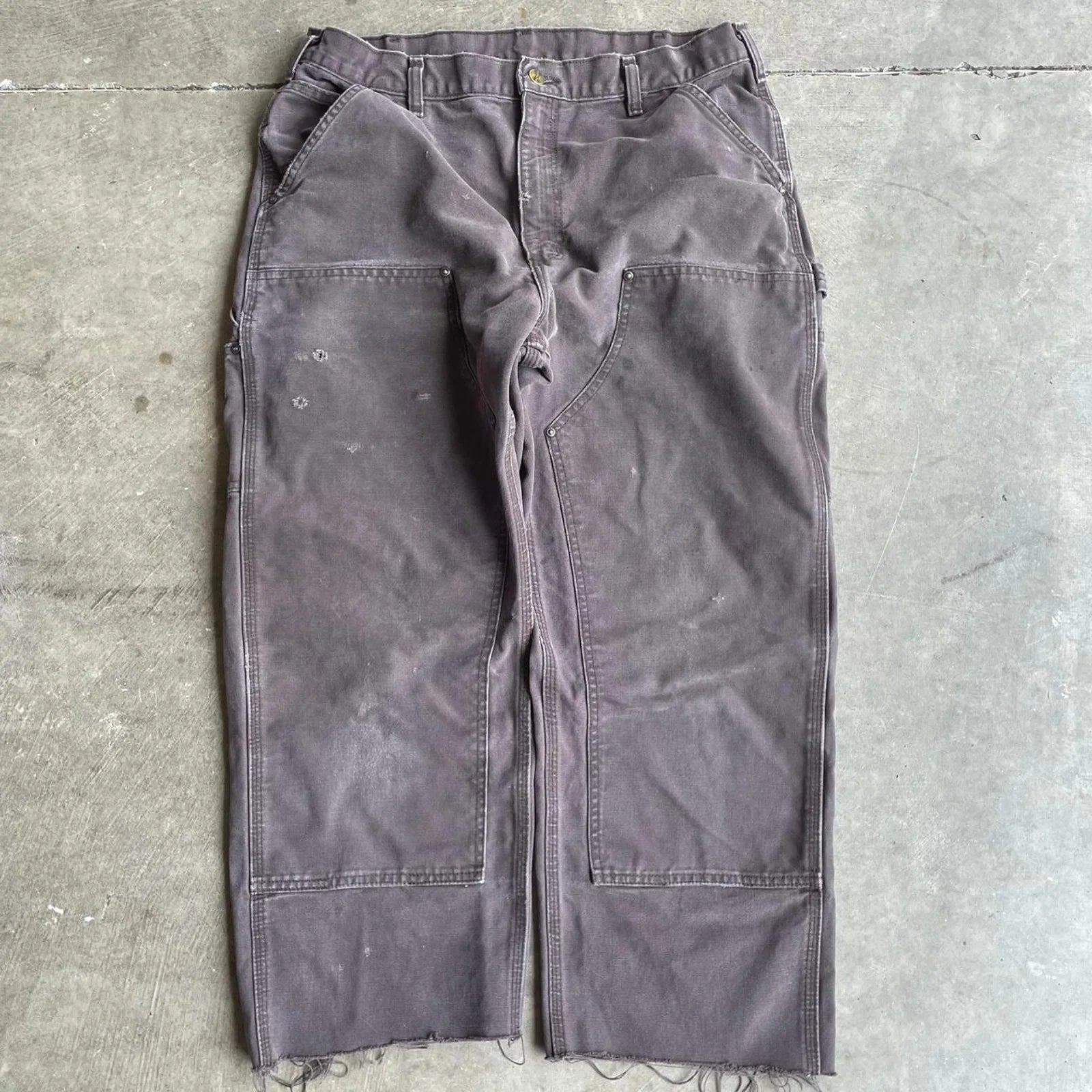 Brown Carhartt Double Knees  36x30 (Raw Hemmed)